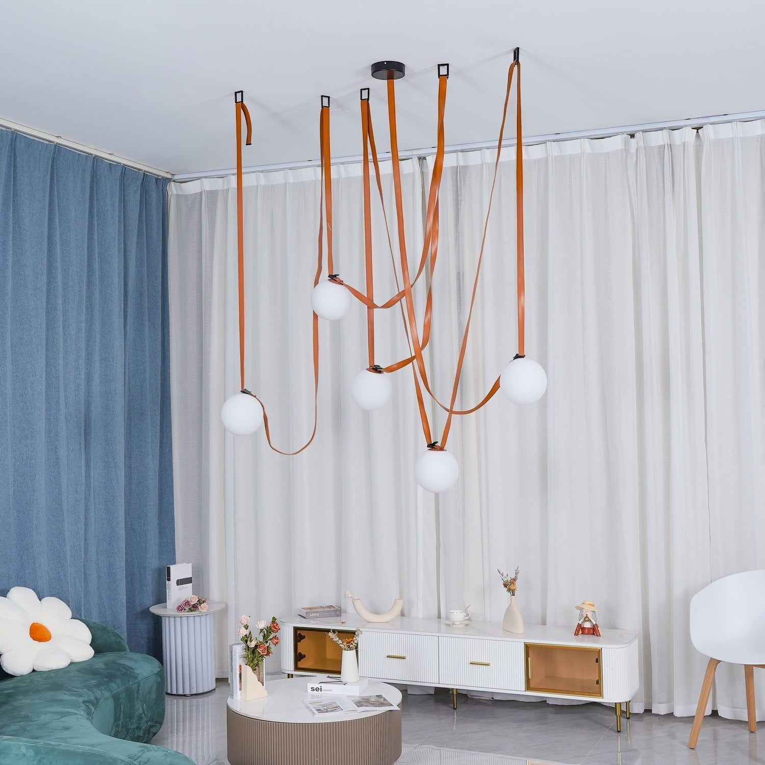 Lustra Suspension en Cuir et Verre - Neutralighting