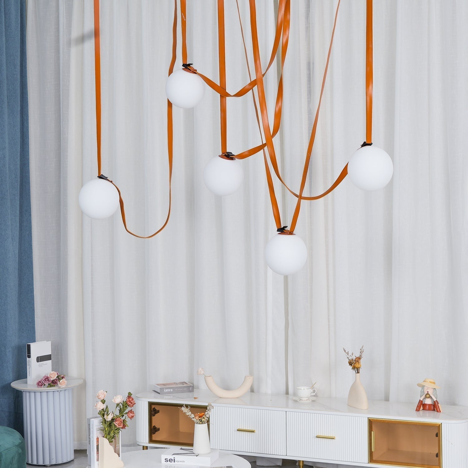 Lustra Suspension en Cuir et Verre - Neutralighting