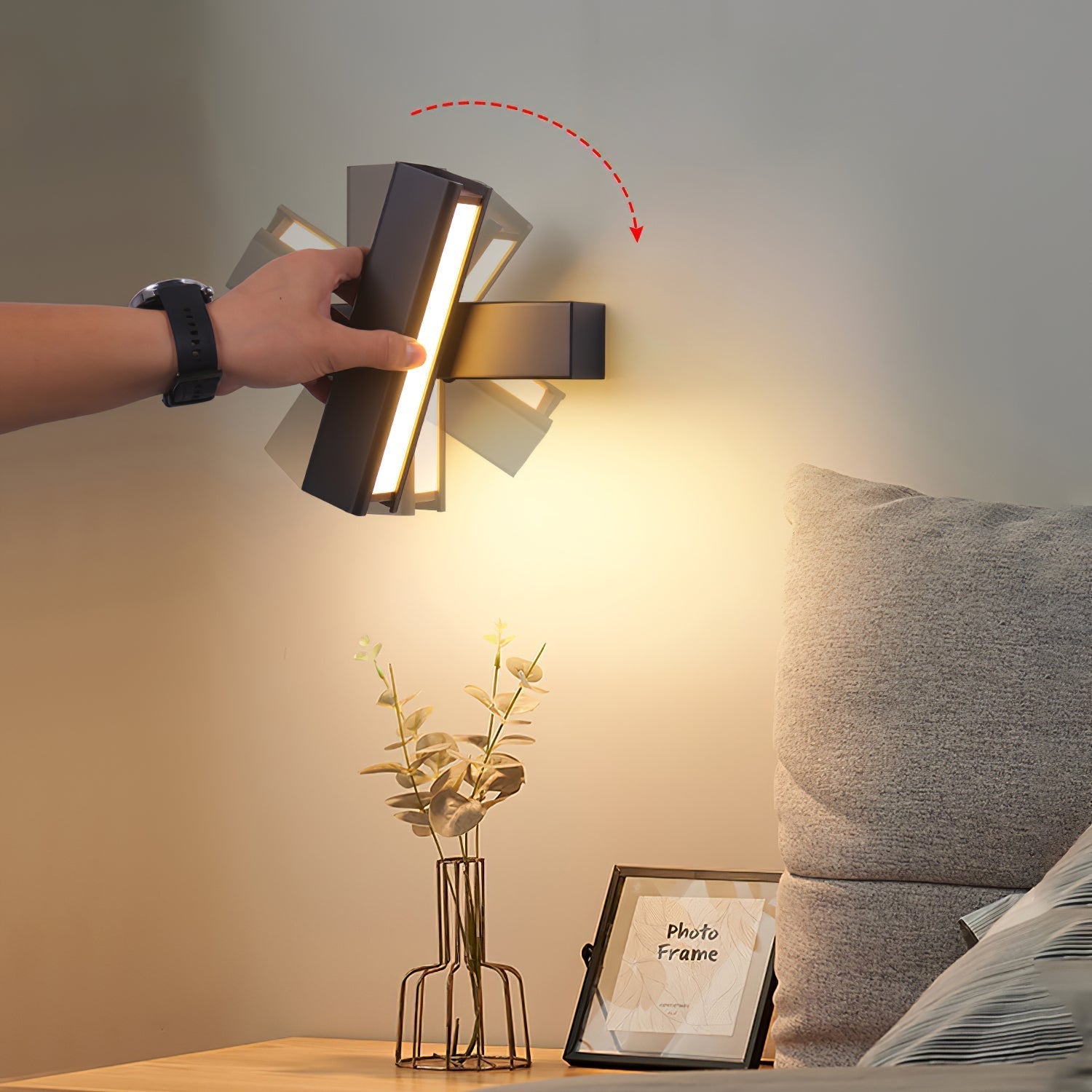 Olvynora Rotating Modern Minimalist Wooden Metal Wall Lamp - Lamp Copper