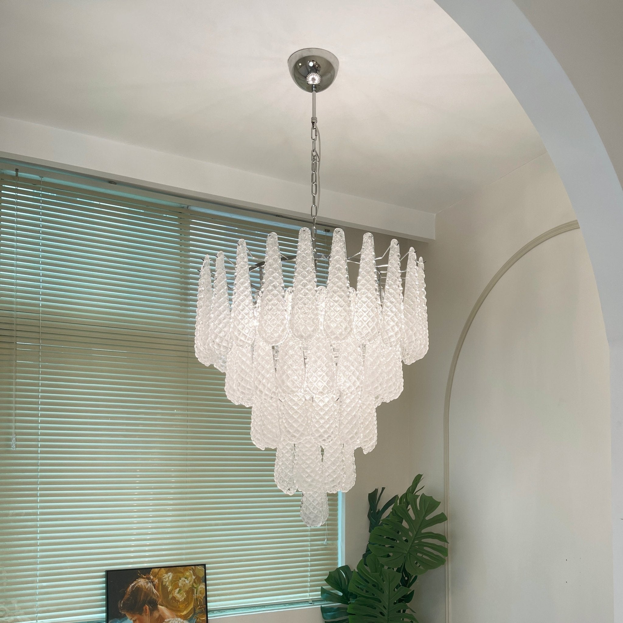 Aurora Chandelier Clear Murano Glass Dewdrop Layered - Letslighting