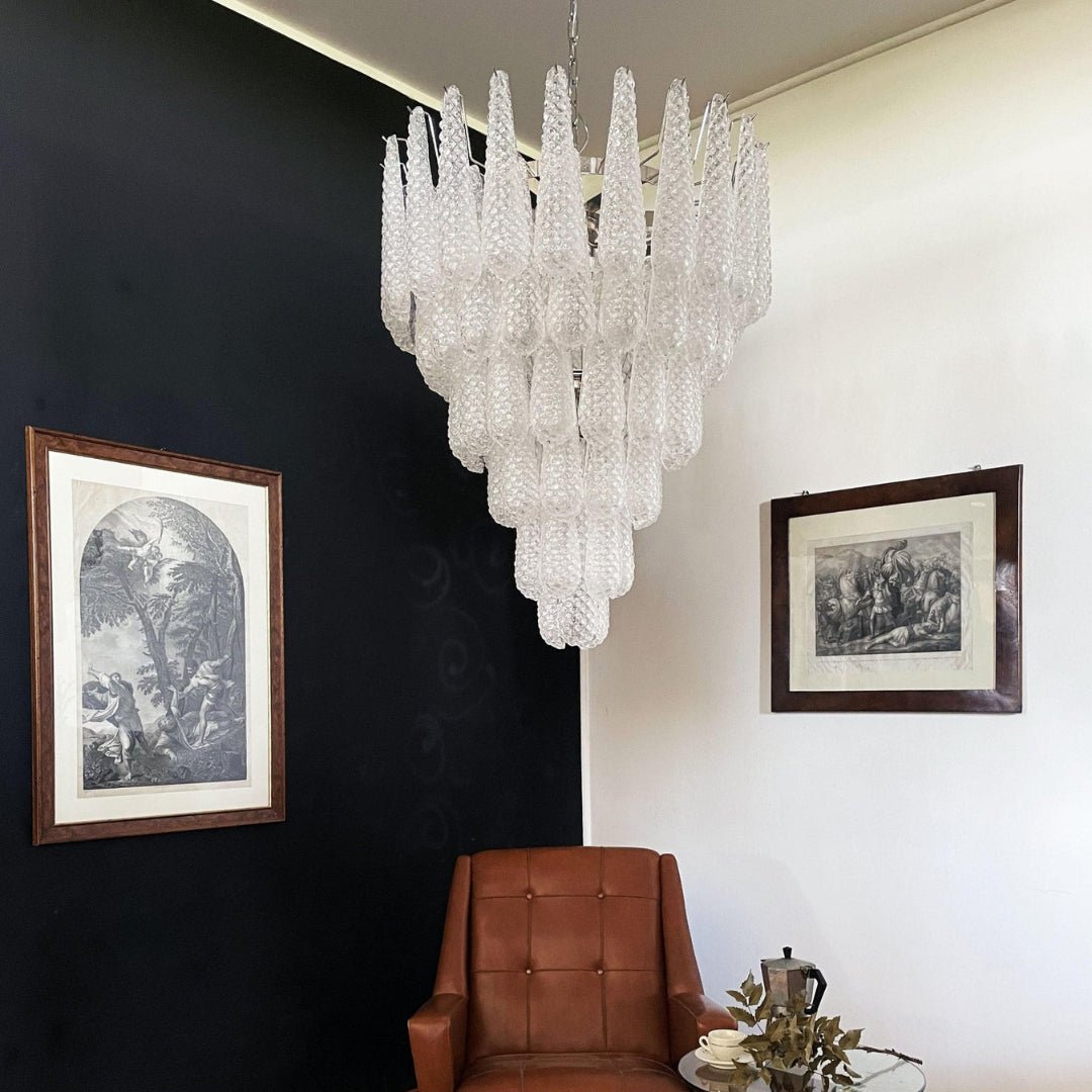 Aurora Chandelier Clear Murano Glass Dewdrop Layered - Letslighting