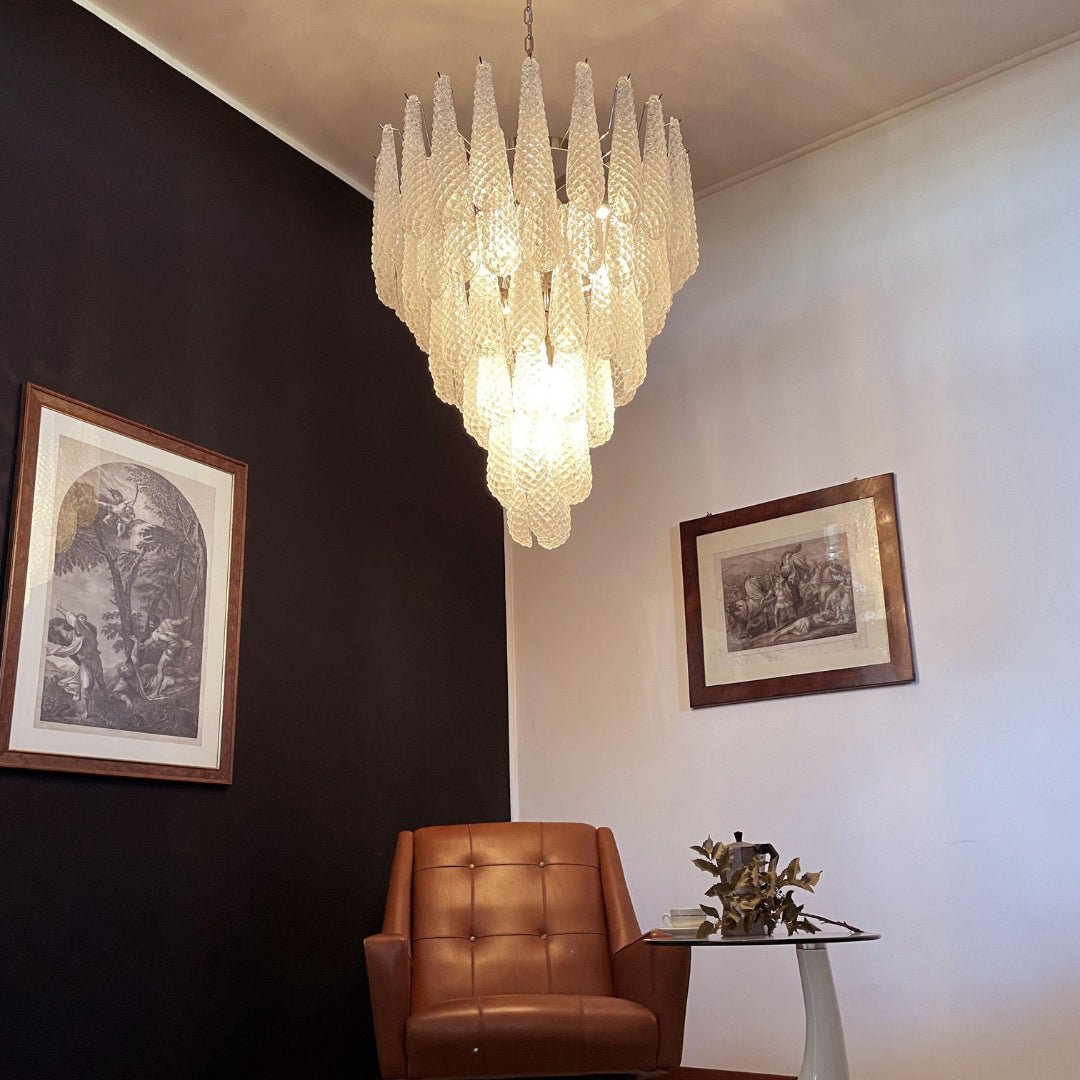 Aurora Chandelier Clear Murano Glass Dewdrop Layered - Letslighting