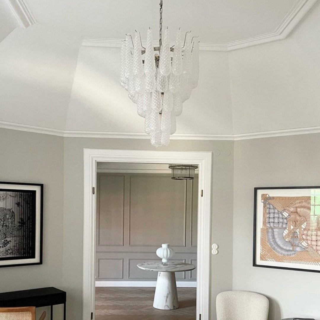 Aurora Chandelier Clear Murano Glass Dewdrop Layered - Letslighting