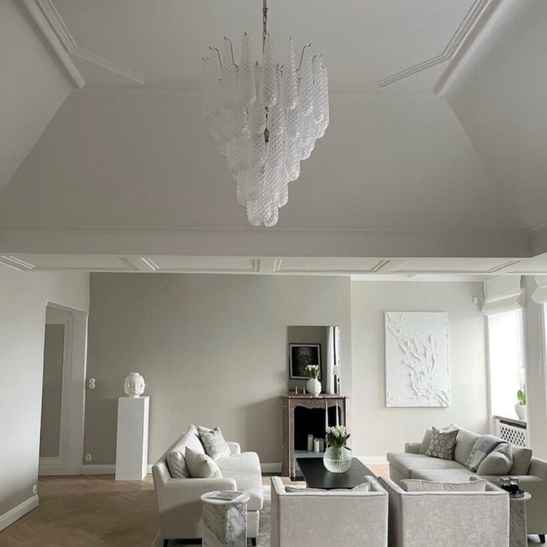 Aurora Chandelier Clear Murano Glass Dewdrop Layered - Letslighting