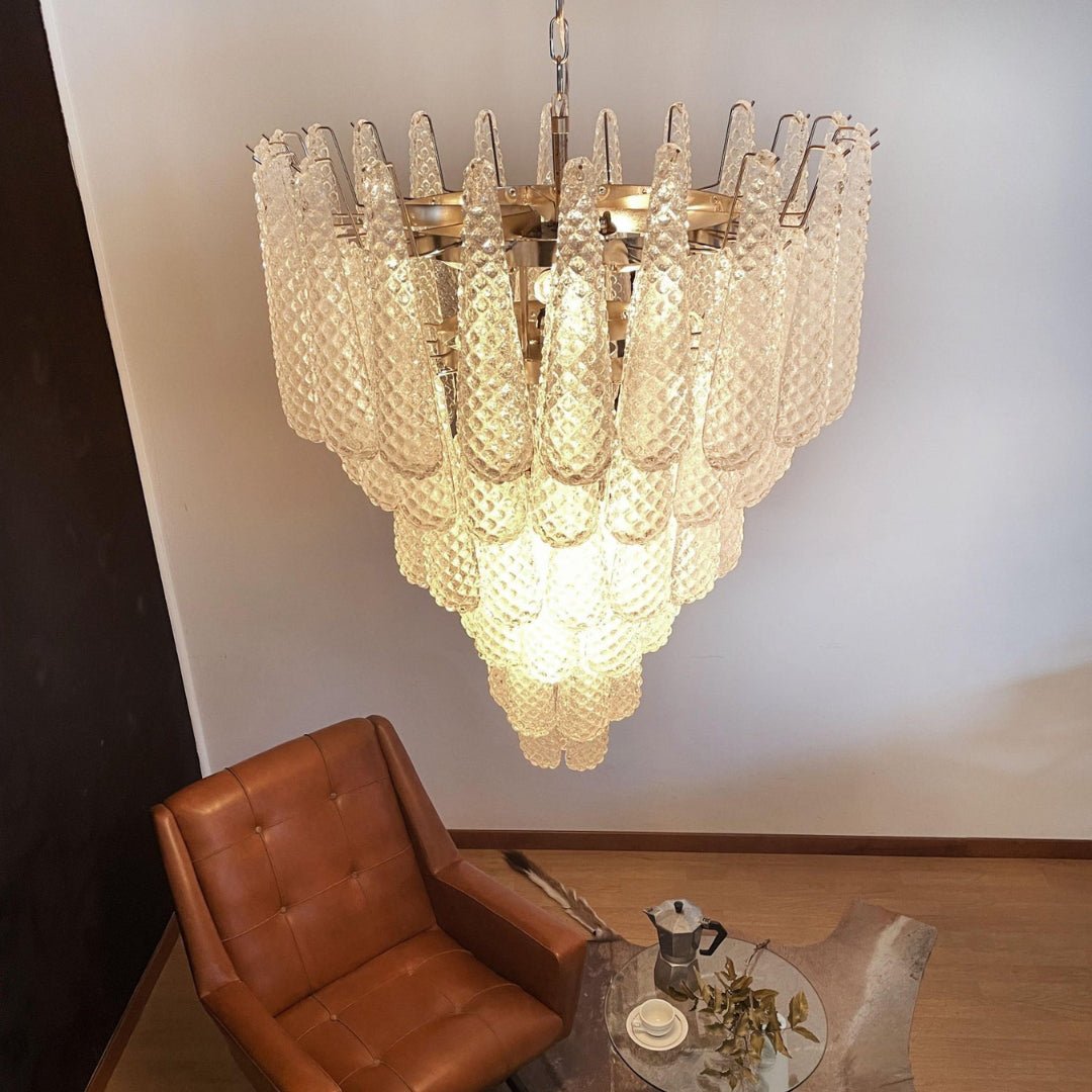 Aurora Chandelier Clear Murano Glass Dewdrop Layered - Letslighting
