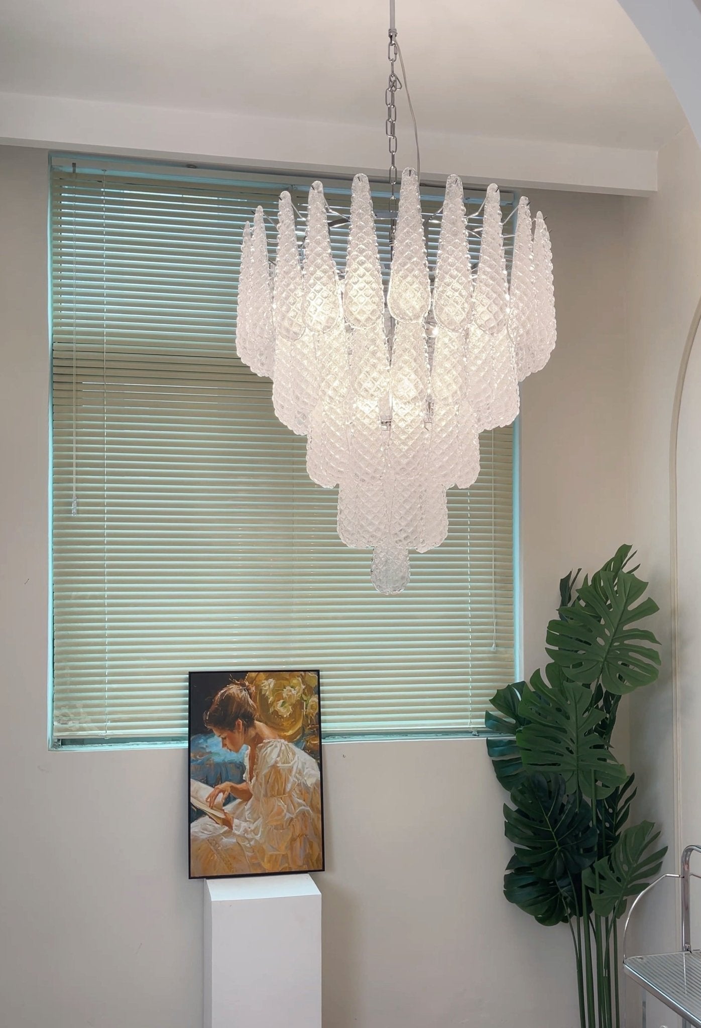 Aurora Chandelier Clear Murano Glass Dewdrop Layered - Letslighting