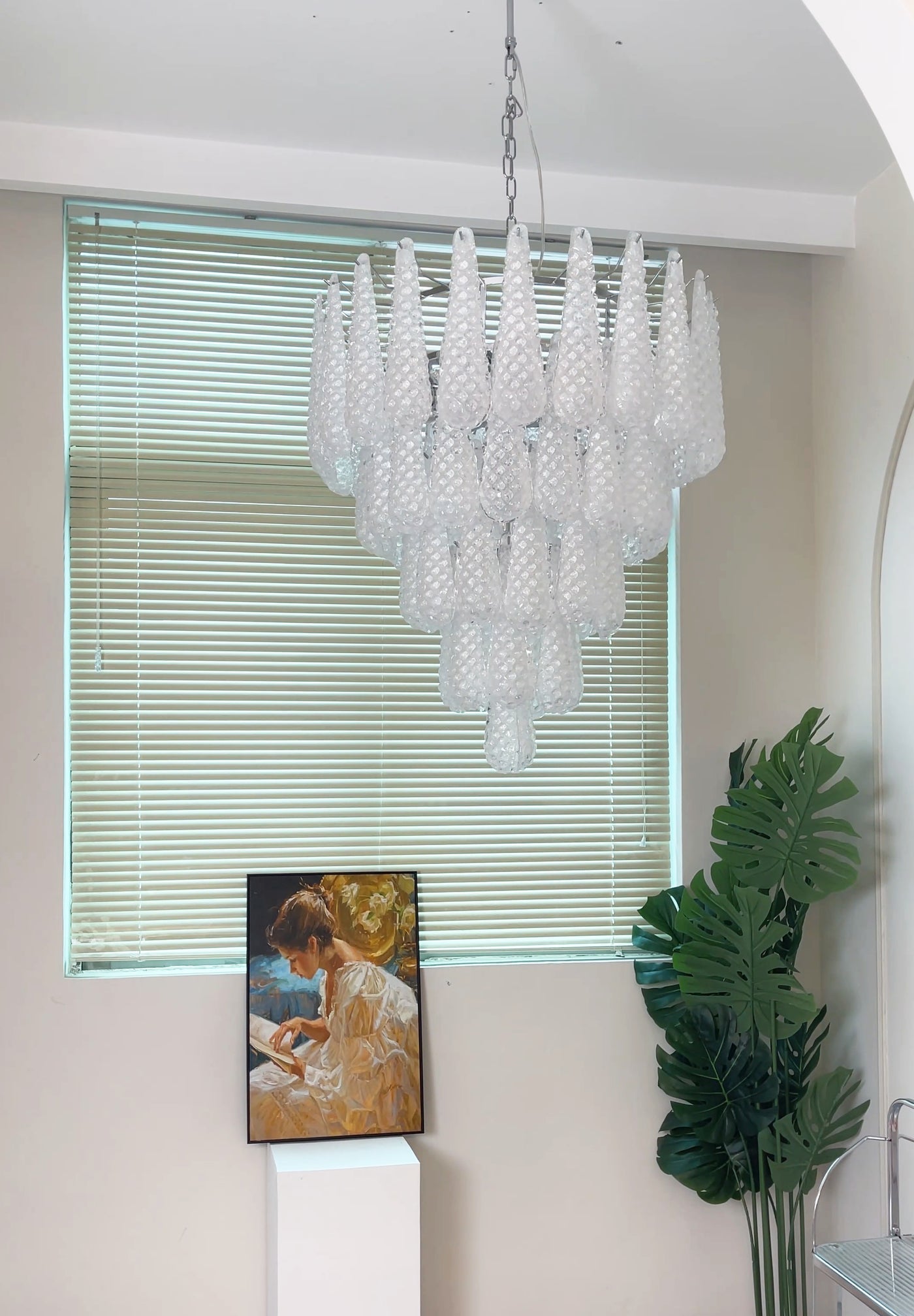Aurora Chandelier Clear Murano Glass Dewdrop Layered - Letslighting