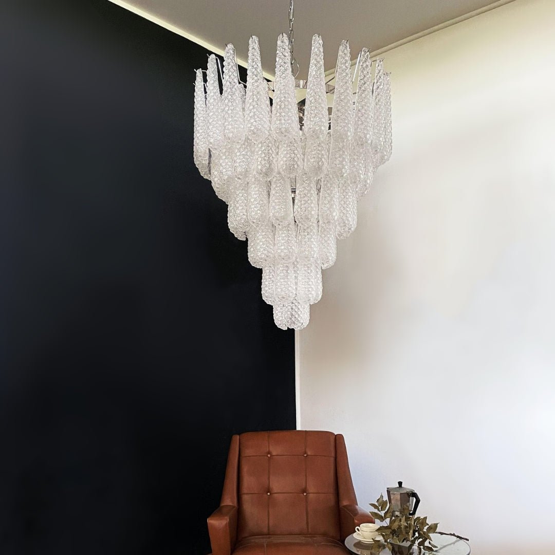 Aurora Chandelier Clear Murano Glass Dewdrop Layered - Letslighting