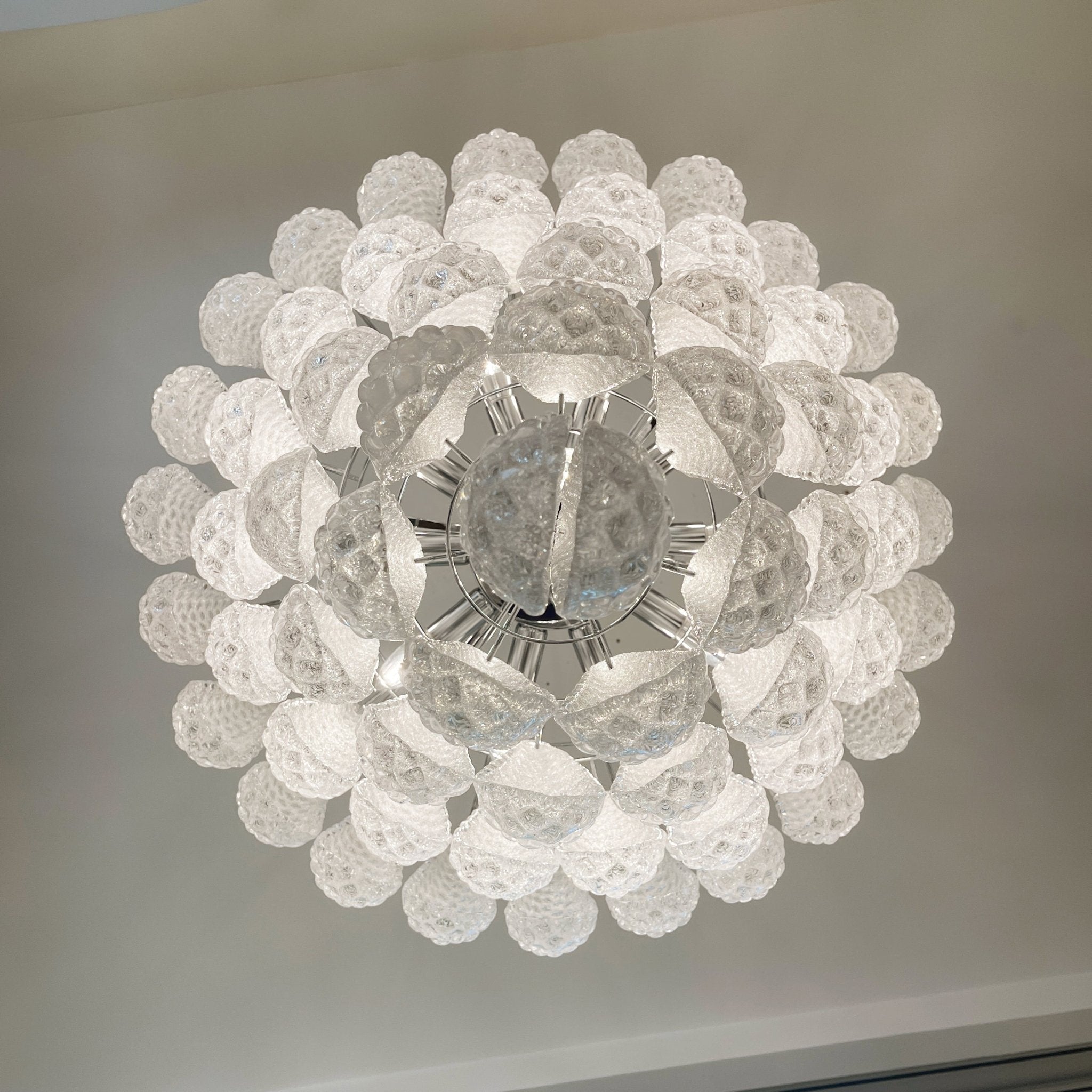 Aurora Chandelier Clear Murano Glass Dewdrop Layered - Letslighting