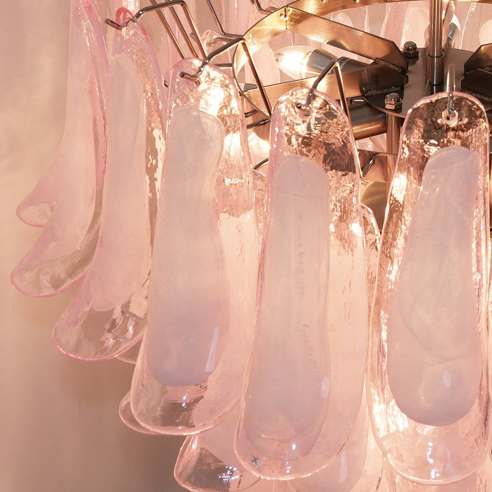 Aurora Chandelier Pink Murano Glass Petals Cascade - Letslighting