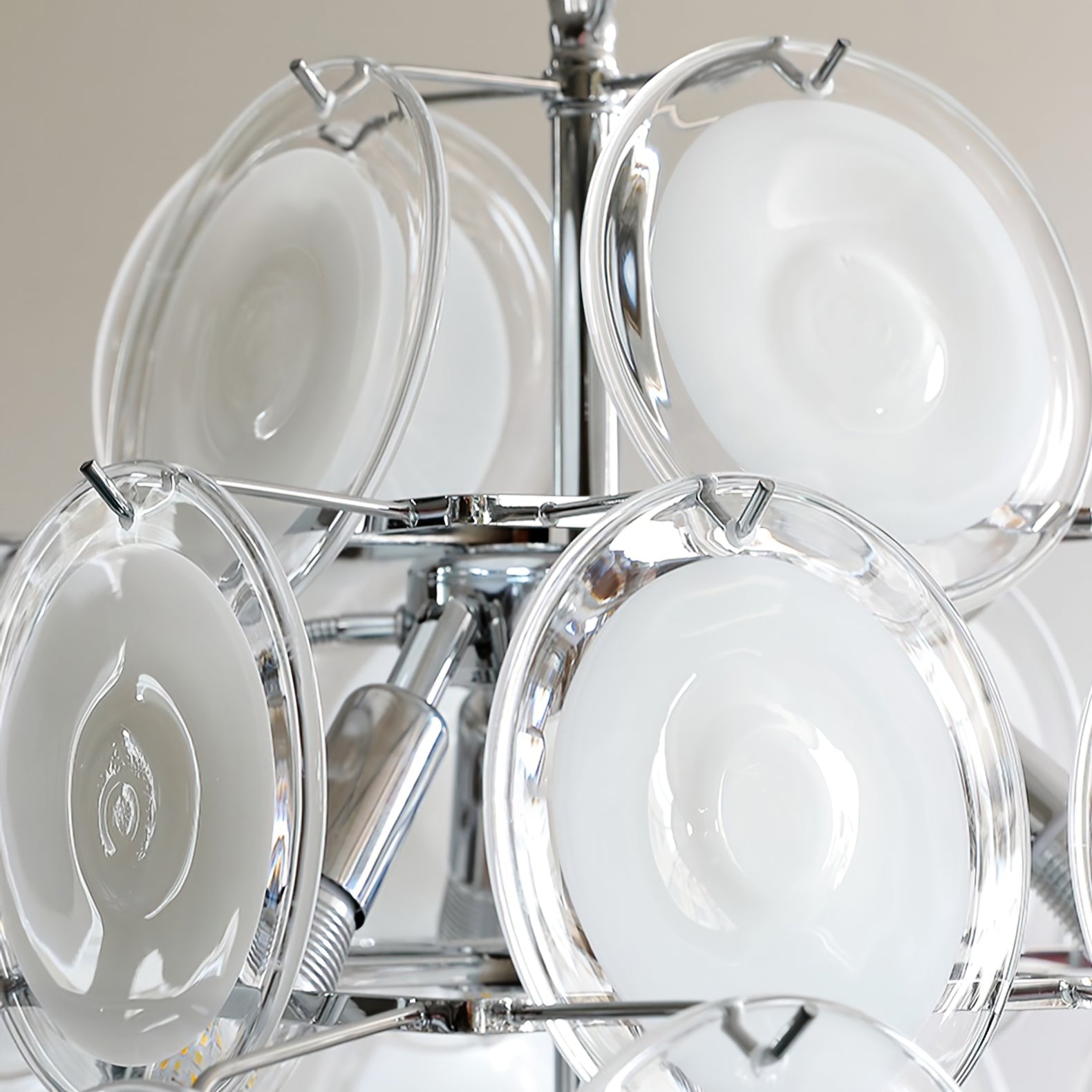 Aurora Chandelier White Murano Glass Discs Cluster - Letslighting
