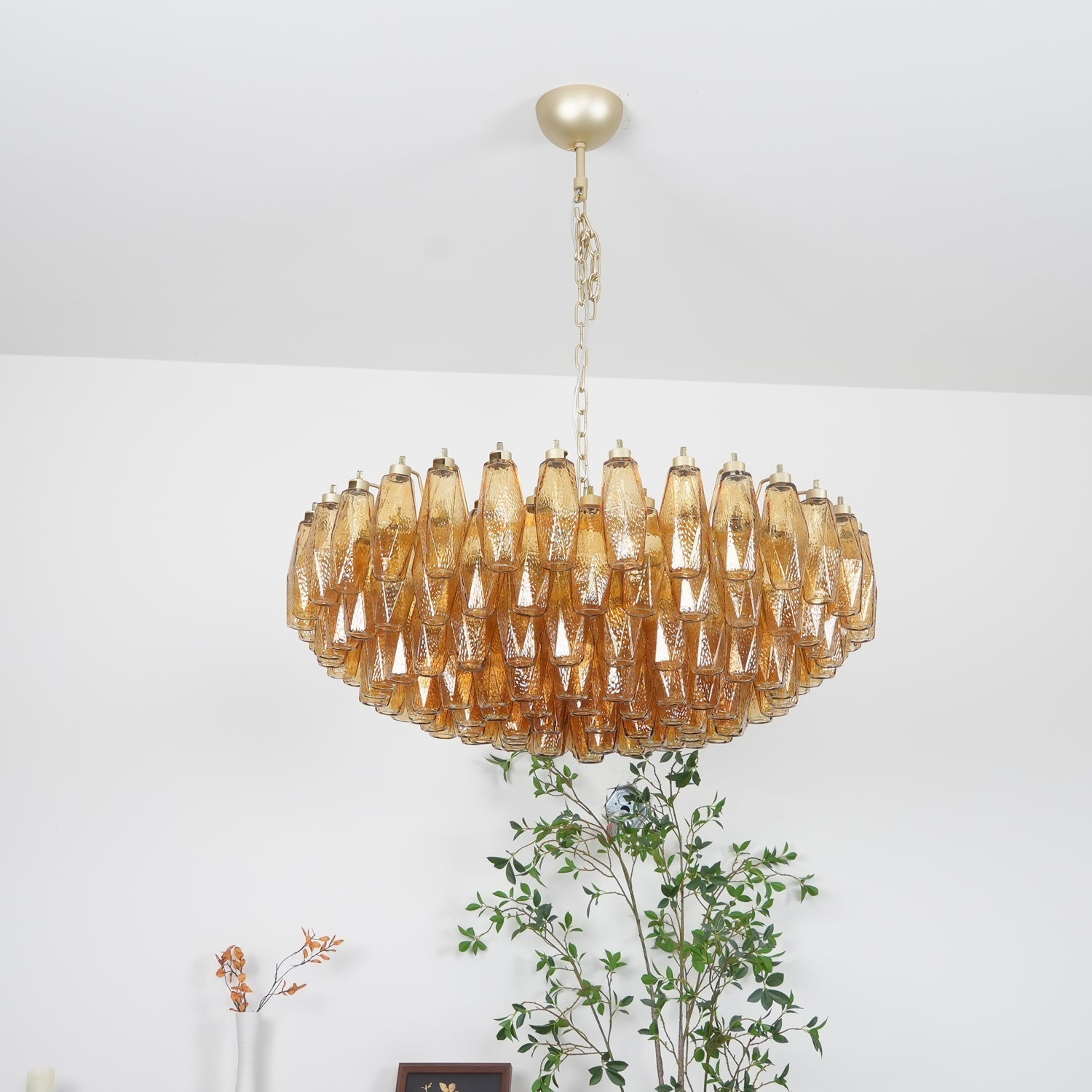 Murano Chandelier Ambre Superposé Ovale - Neutralighting