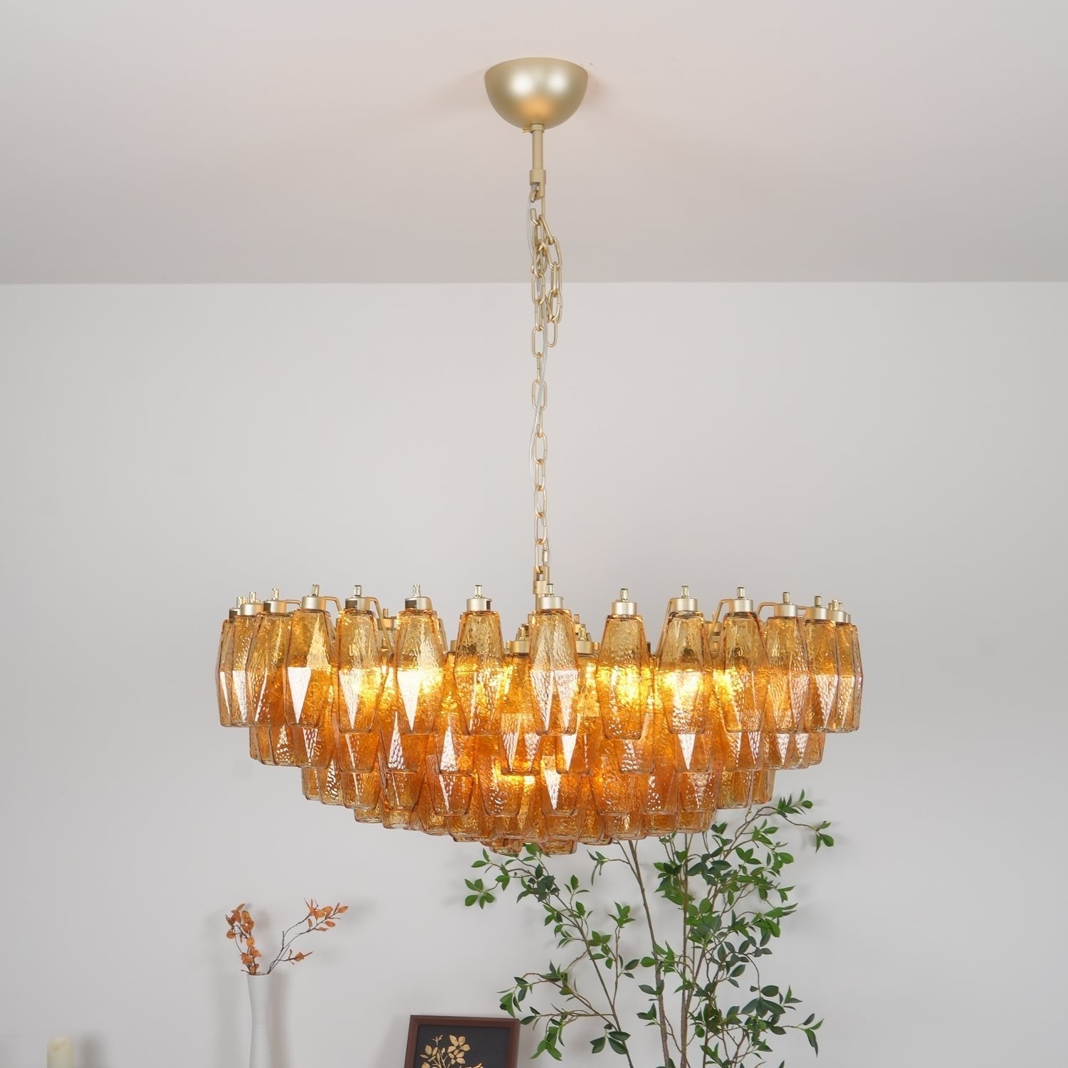 Murano Chandelier Ambre Superposé Ovale - Neutralighting
