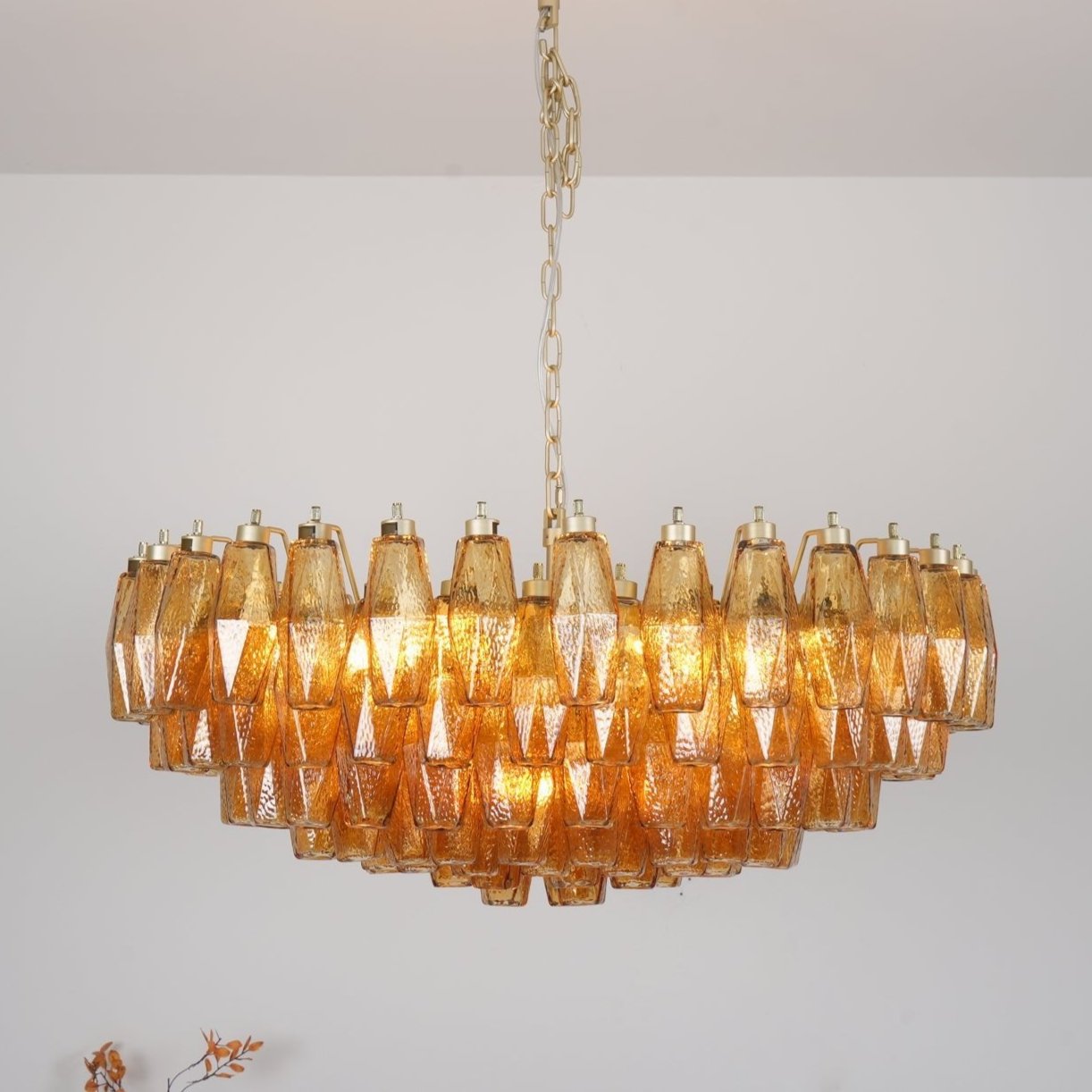 Murano Chandelier Ambre Superposé Ovale - Neutralighting