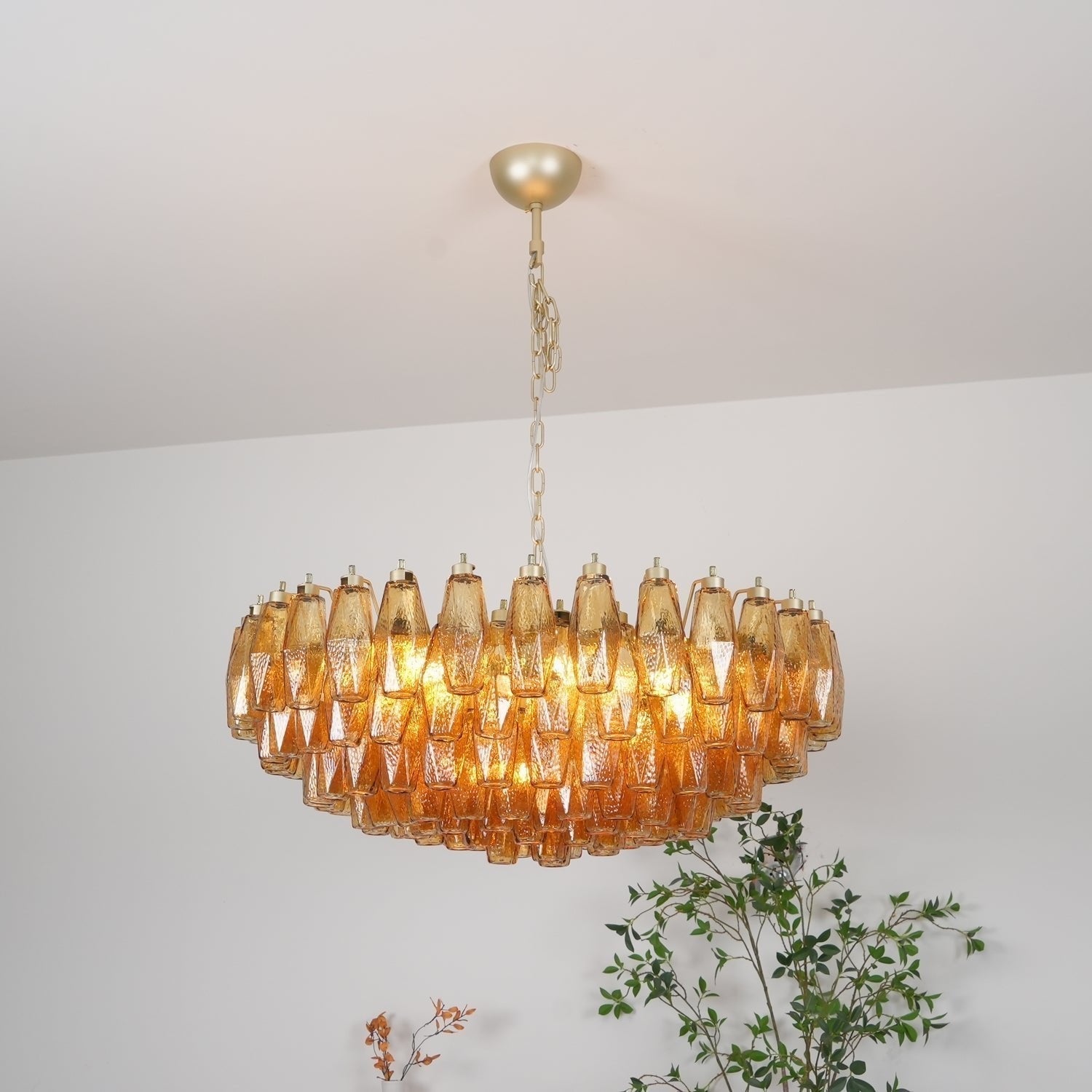 Murano Chandelier Ambre Superposé Ovale - Neutralighting