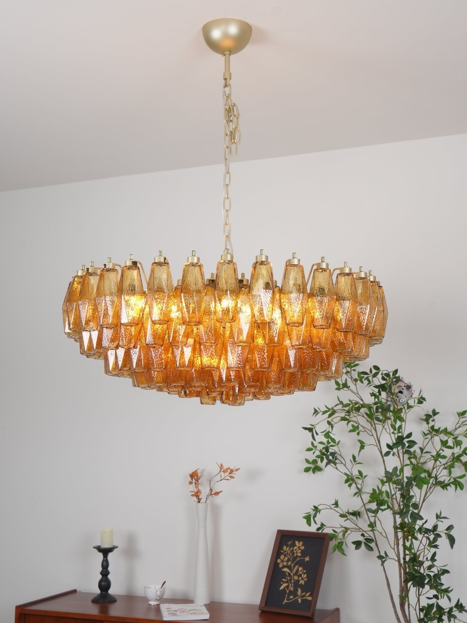 Murano Chandelier Ambre Superposé Ovale - Neutralighting