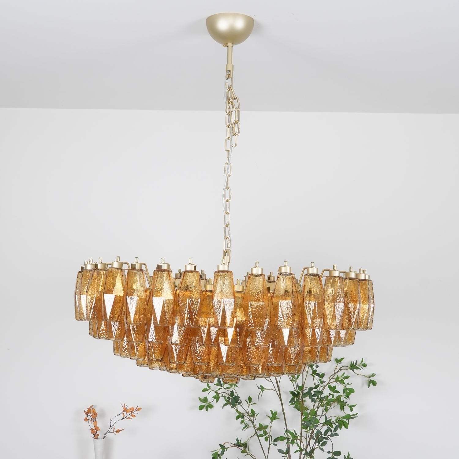 Murano Chandelier Ambre Superposé Ovale - Neutralighting