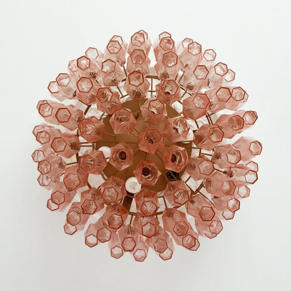 Aurora Ceiling Lamp Pink Rhombus Glass Layered Vintage Elegance - Letslighting