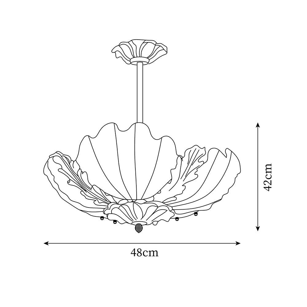 Lampe Pendante Coquille Murano Rose avec Barre Laiton Baroque Flair Artistique - Neutralighting