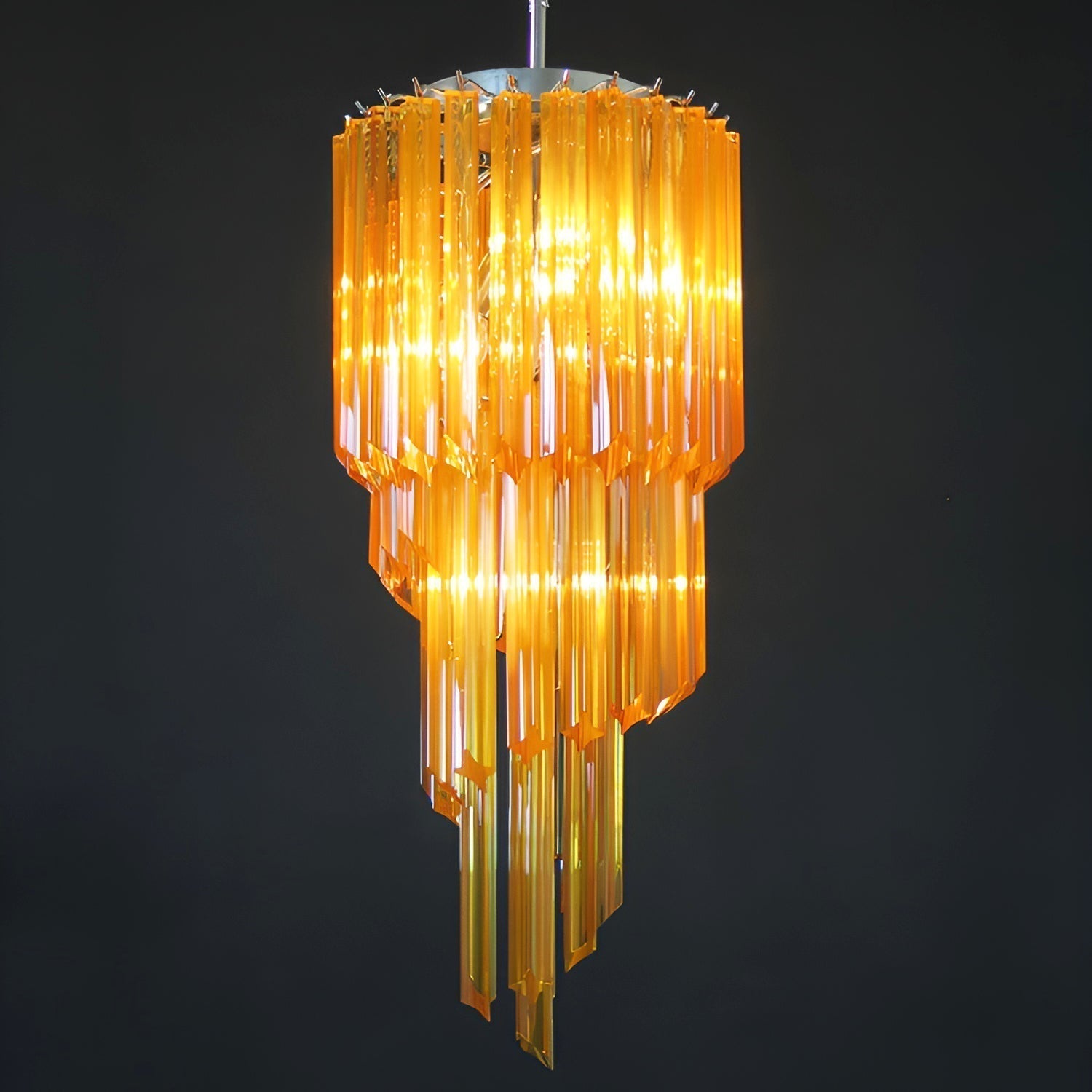 Aurora Chandelier Spiral Pink Prism Tiered - Letslighting