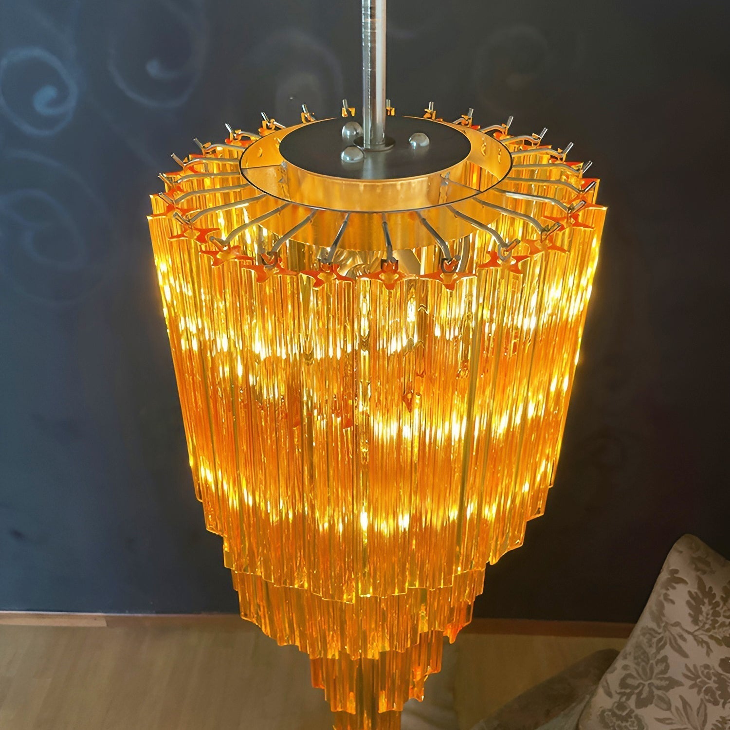Aurora Chandelier Spiral Pink Prism Tiered - Letslighting