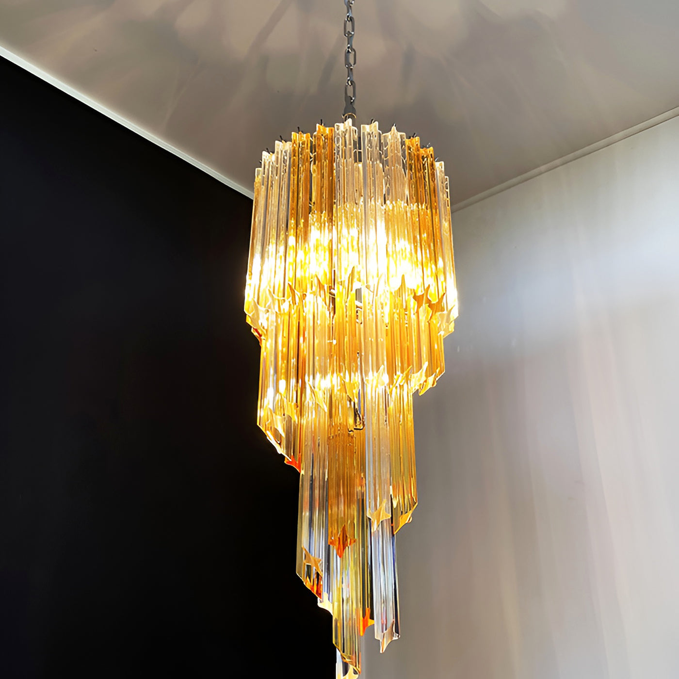 Aurora Chandelier Spiral Pink Prism Tiered - Letslighting