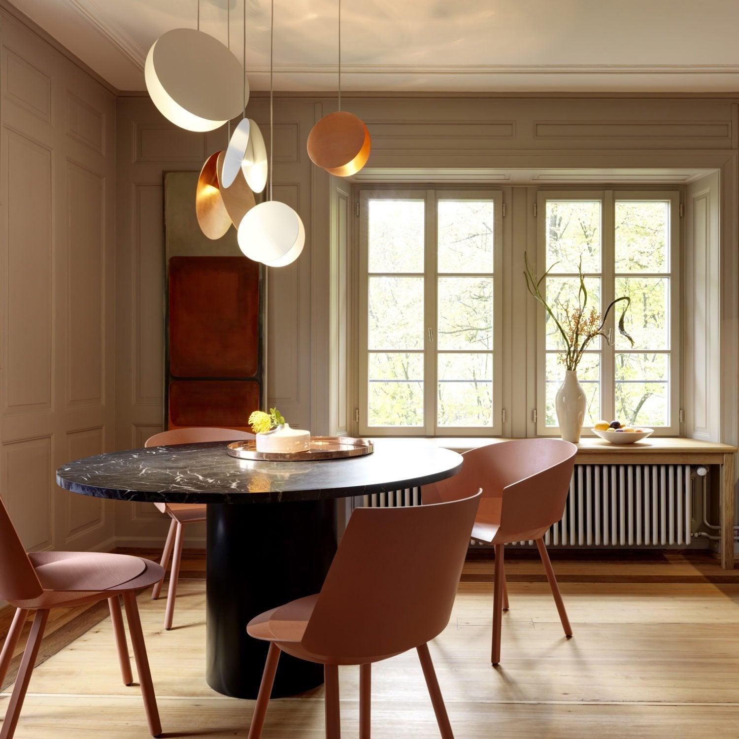 Valentina Ronde LED Suspension Blanc Rose Métal Blanc Salon Chambre - Neutralighting