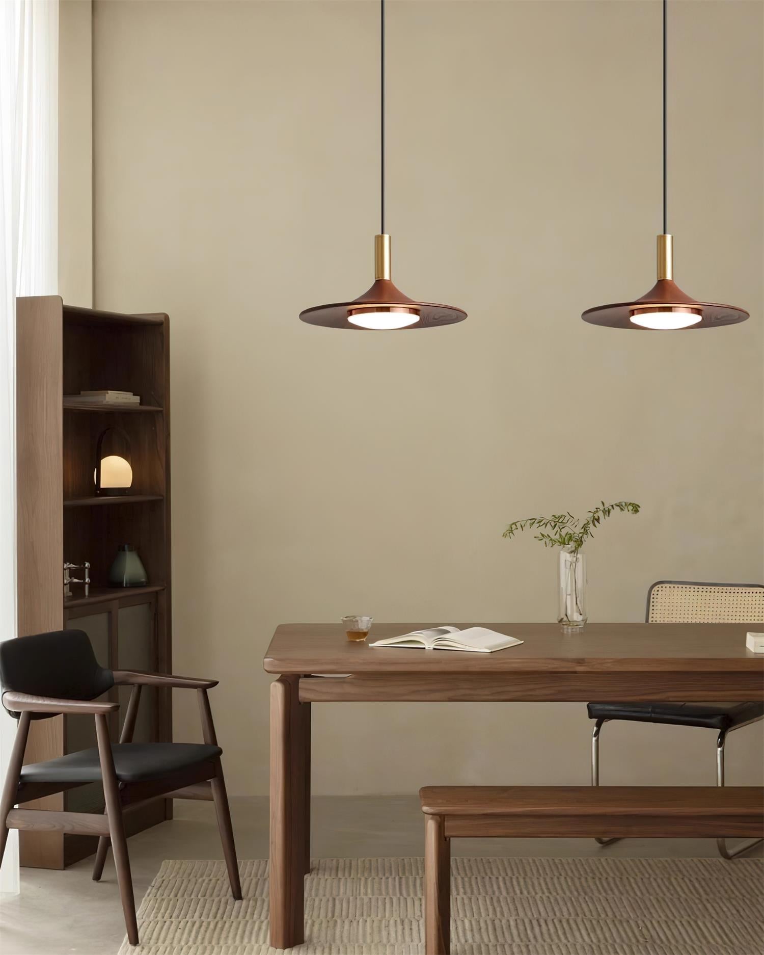 Pendant Lamp Wood-Grain Disc LED Acrylic Midcentury - Letslighting