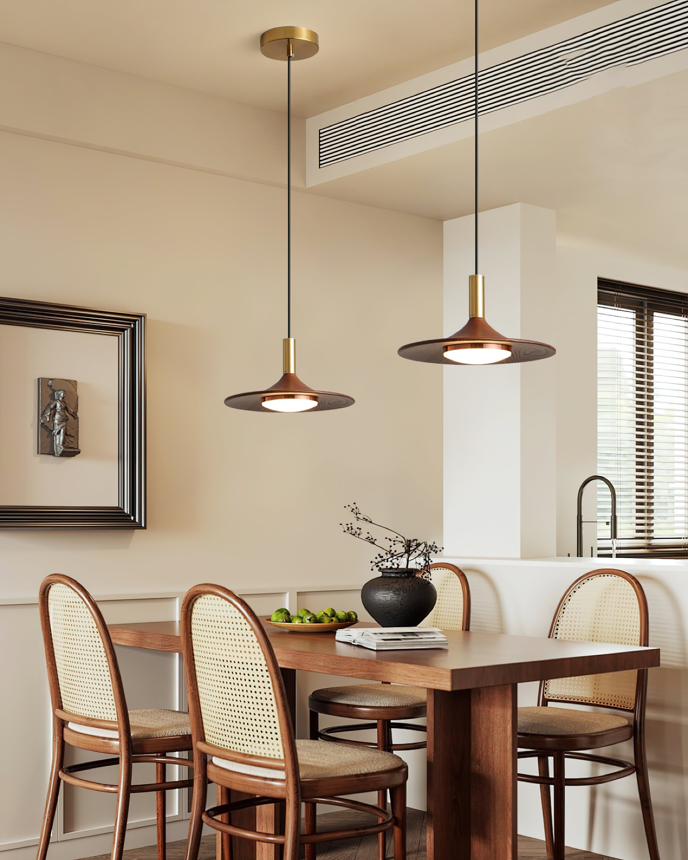 Pendant Lamp Wood-Grain Disc LED Acrylic Midcentury - Letslighting