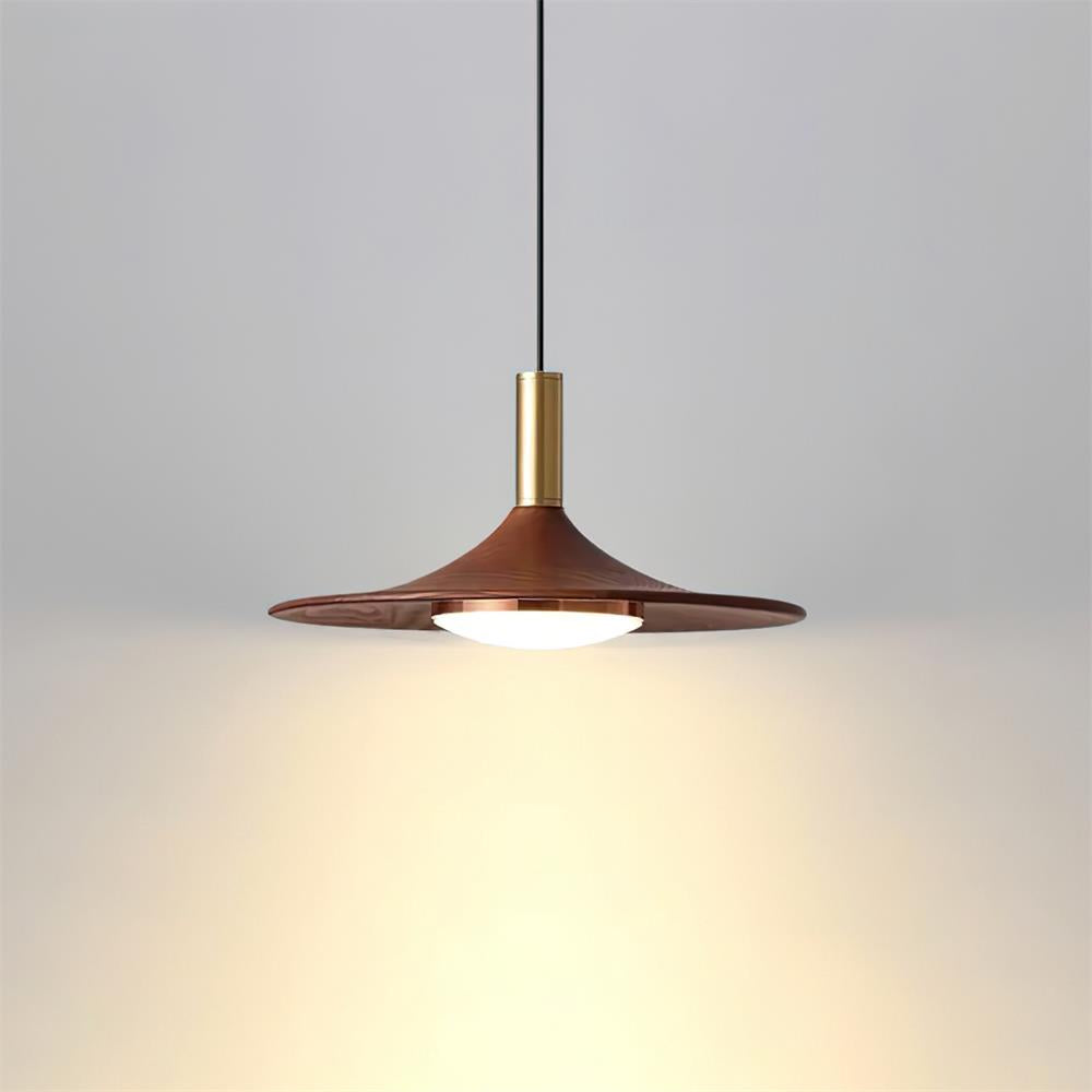 Pendant Lamp Wood-Grain Disc LED Acrylic Midcentury - Letslighting
