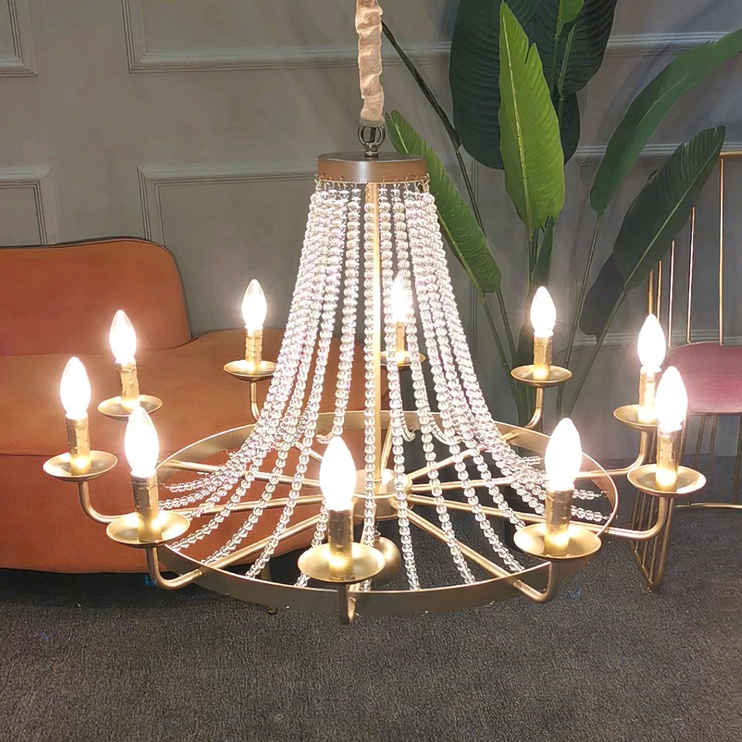 Naples Lustre Perles de Cristal Rustique Blanc Gris Royal - Neutralighting