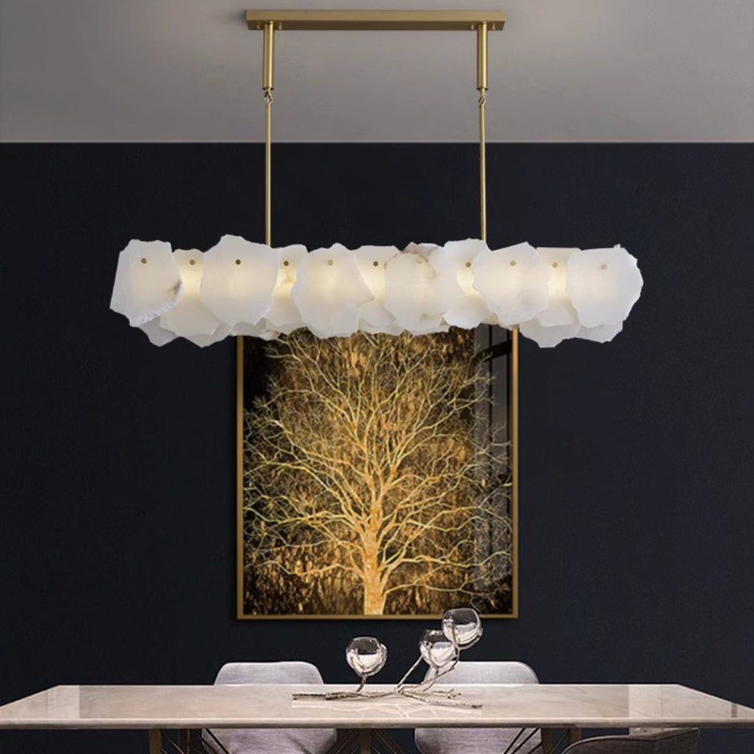 Catala Lustre Moderne Minimaliste en Laiton et Albâtre - Neutralighting