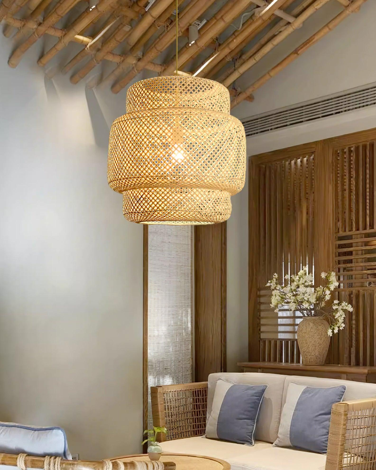 Kora Suspension Bambou Tissé Organique - Neutralighting