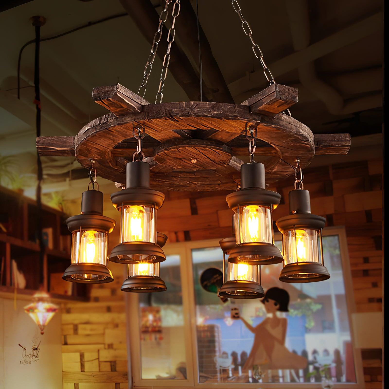 Aurzorir Vintage Wood Chandelier - Letslighting