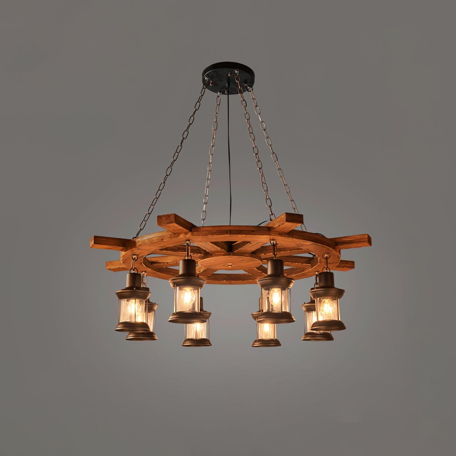 Aurzorir Vintage Wood Chandelier - Letslighting