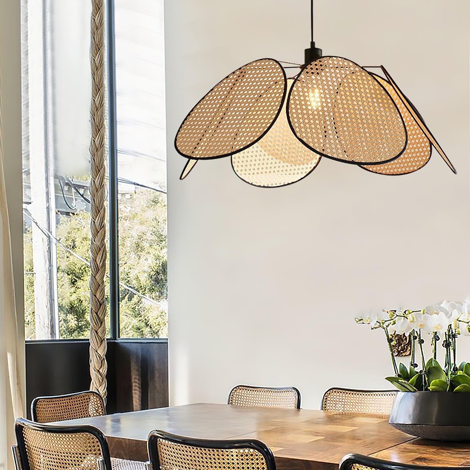Lustre Avec Pétales et Cadre en Rotin Ambient Bohemian - Neutralighting
