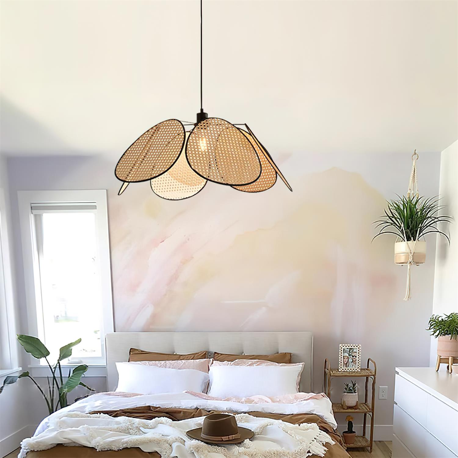 Lustre Avec Pétales et Cadre en Rotin Ambient Bohemian - Neutralighting