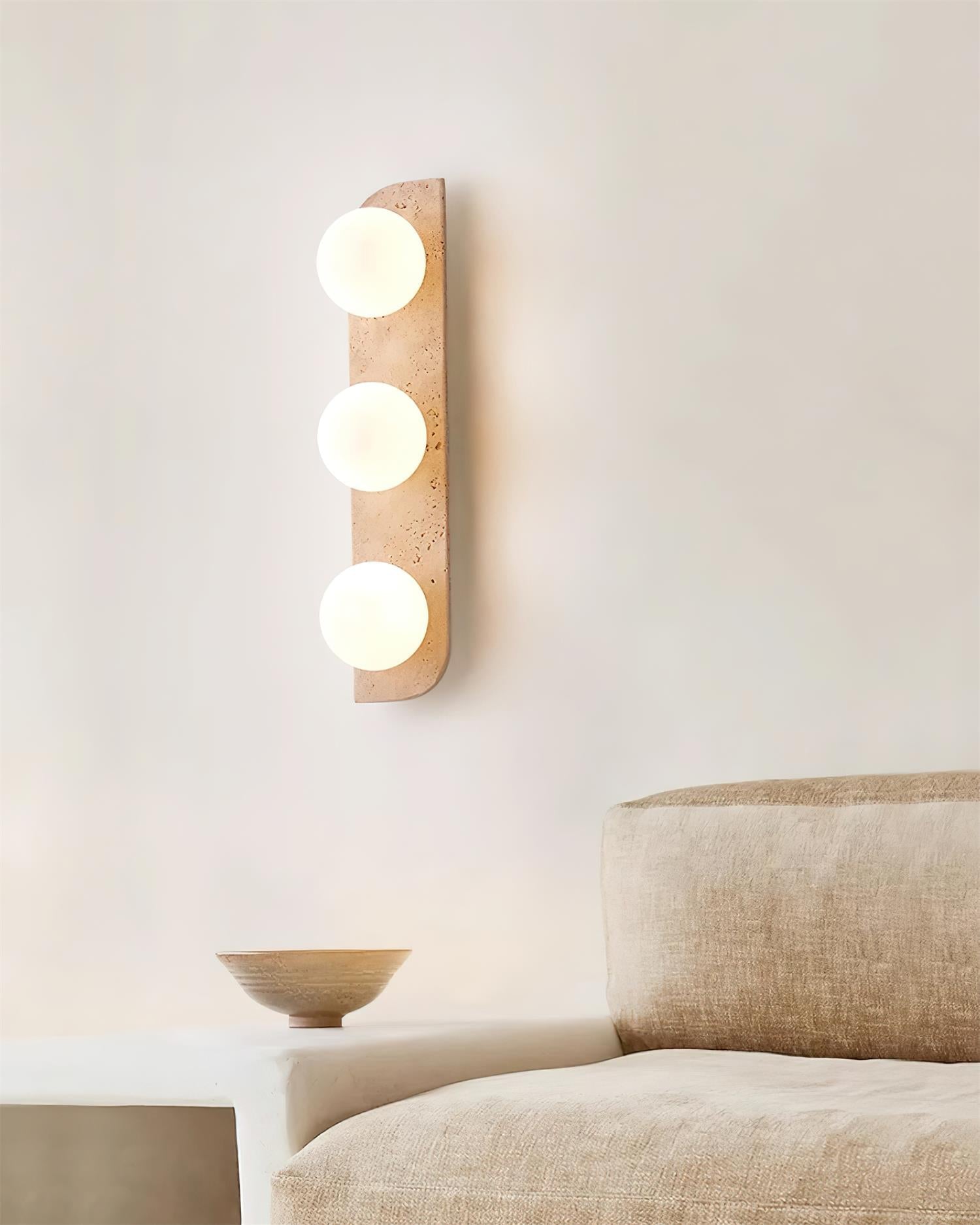 Aurorace Applique murale Travertine Plug-In avec deux globes en verre Soft Glow - Neutralighting