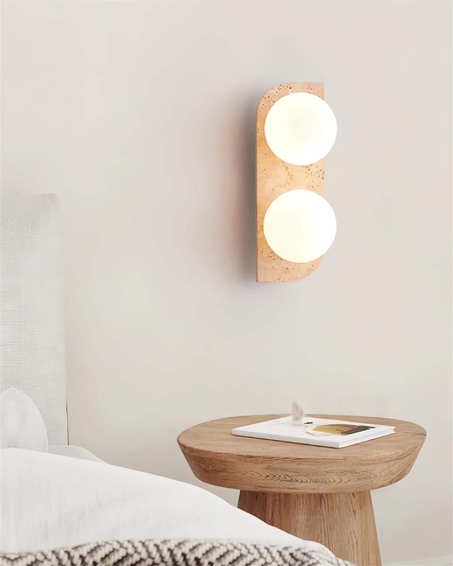Aurorace Applique murale Travertine Plug-In avec deux globes en verre Soft Glow - Neutralighting