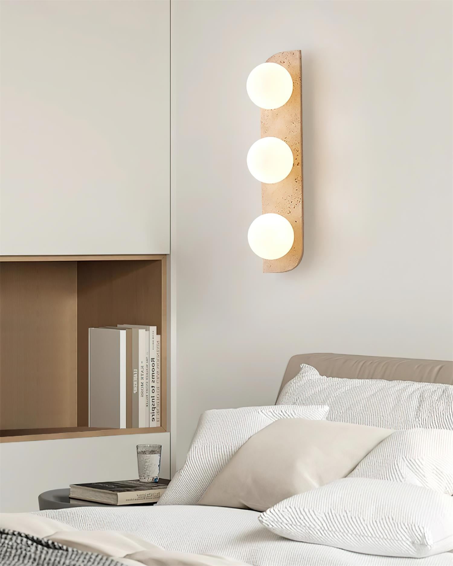 Aurorace Applique murale Travertine Plug-In avec deux globes en verre Soft Glow - Neutralighting