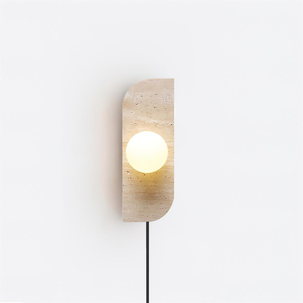 Aurorace Applique murale Travertine Plug-In avec deux globes en verre Soft Glow - Neutralighting