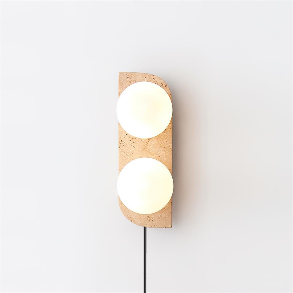 Aurorace Applique murale Travertine Plug-In avec deux globes en verre Soft Glow - Neutralighting