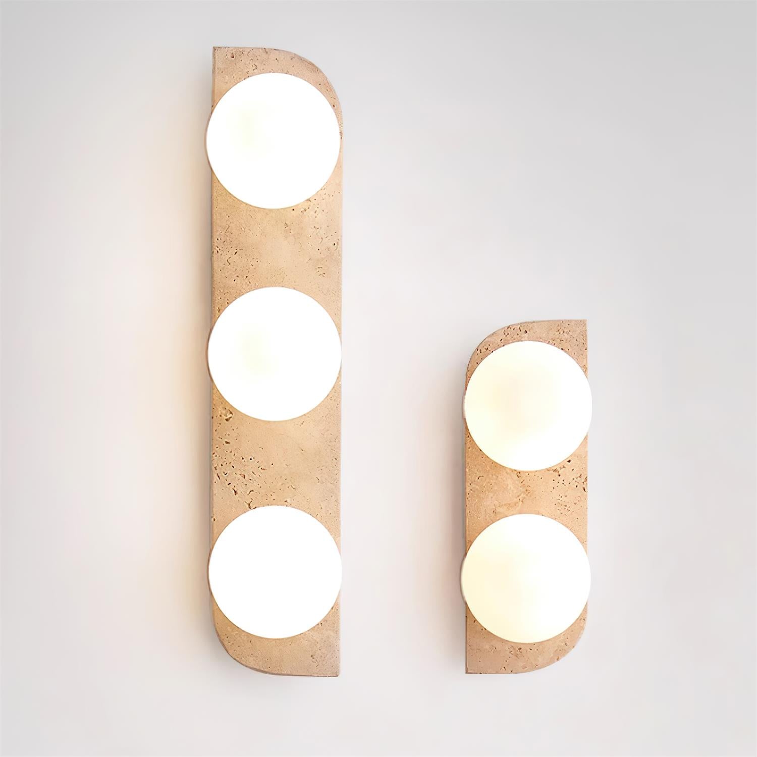 Aurorace Applique murale Travertine Plug-In avec deux globes en verre Soft Glow - Neutralighting
