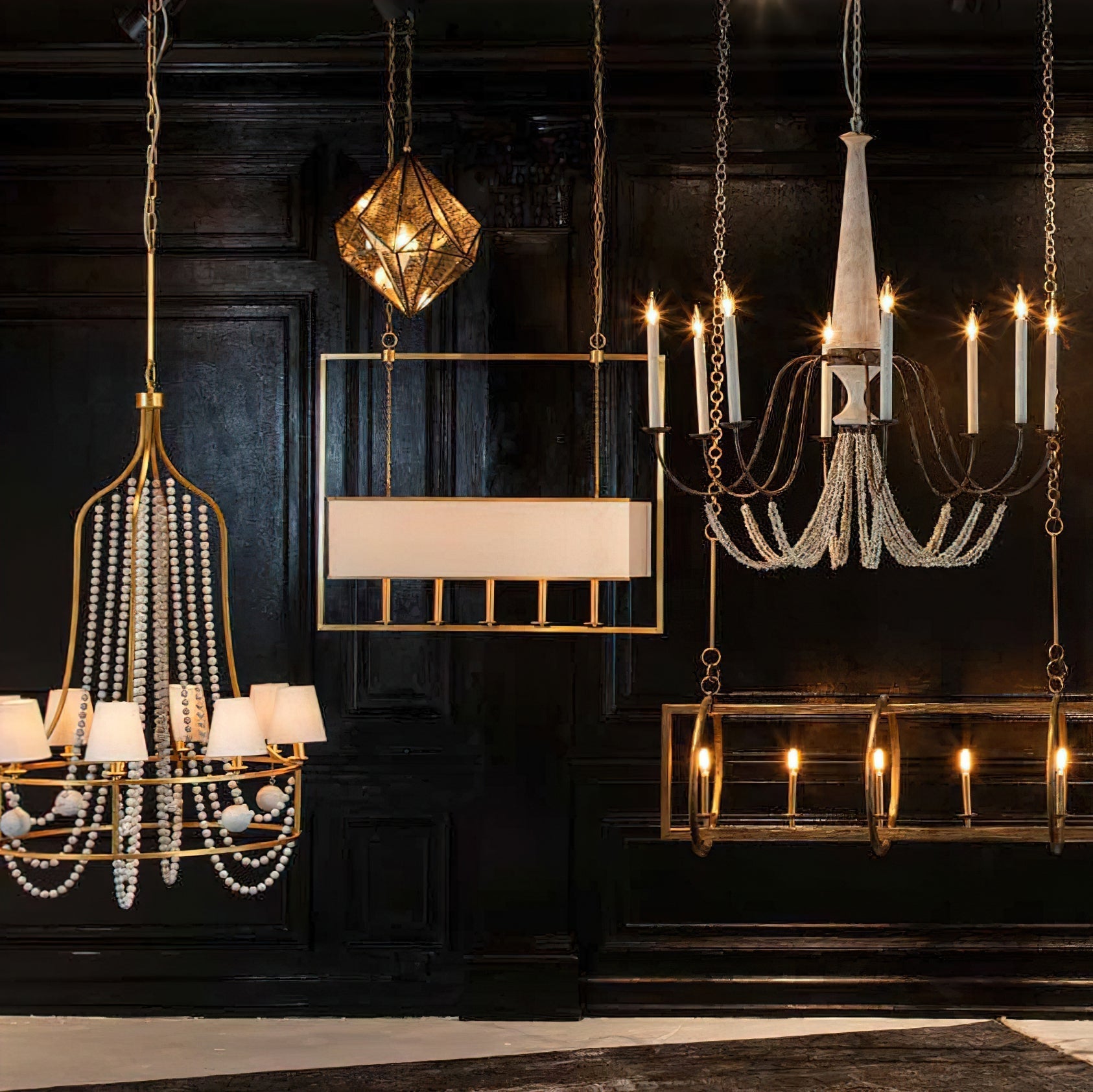 Zethayra Vintage Industrial Wooden Metal Chandelier - Lamp Copper