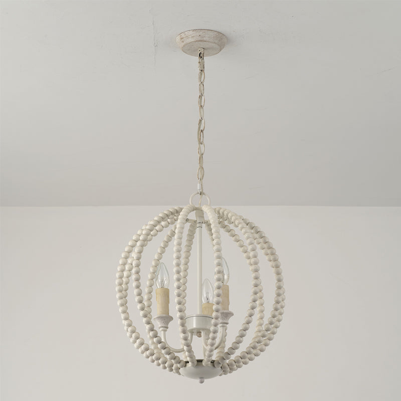 Vanoren Modern Minimalist Beaded Wooden Metal Pendant Lamp - Lamp Copper