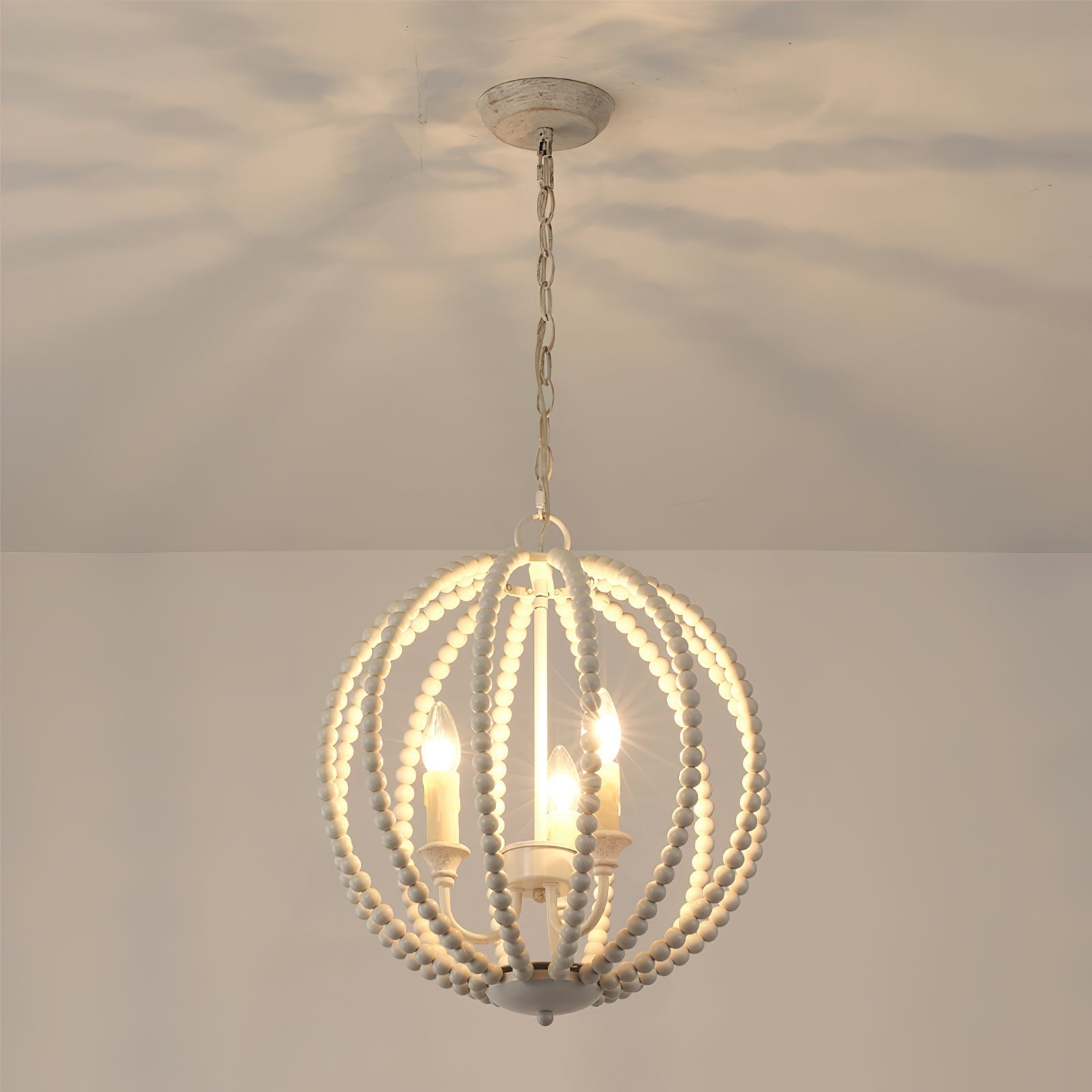 Vanoren Modern Minimalist Beaded Wooden Metal Pendant Lamp - Lamp Copper