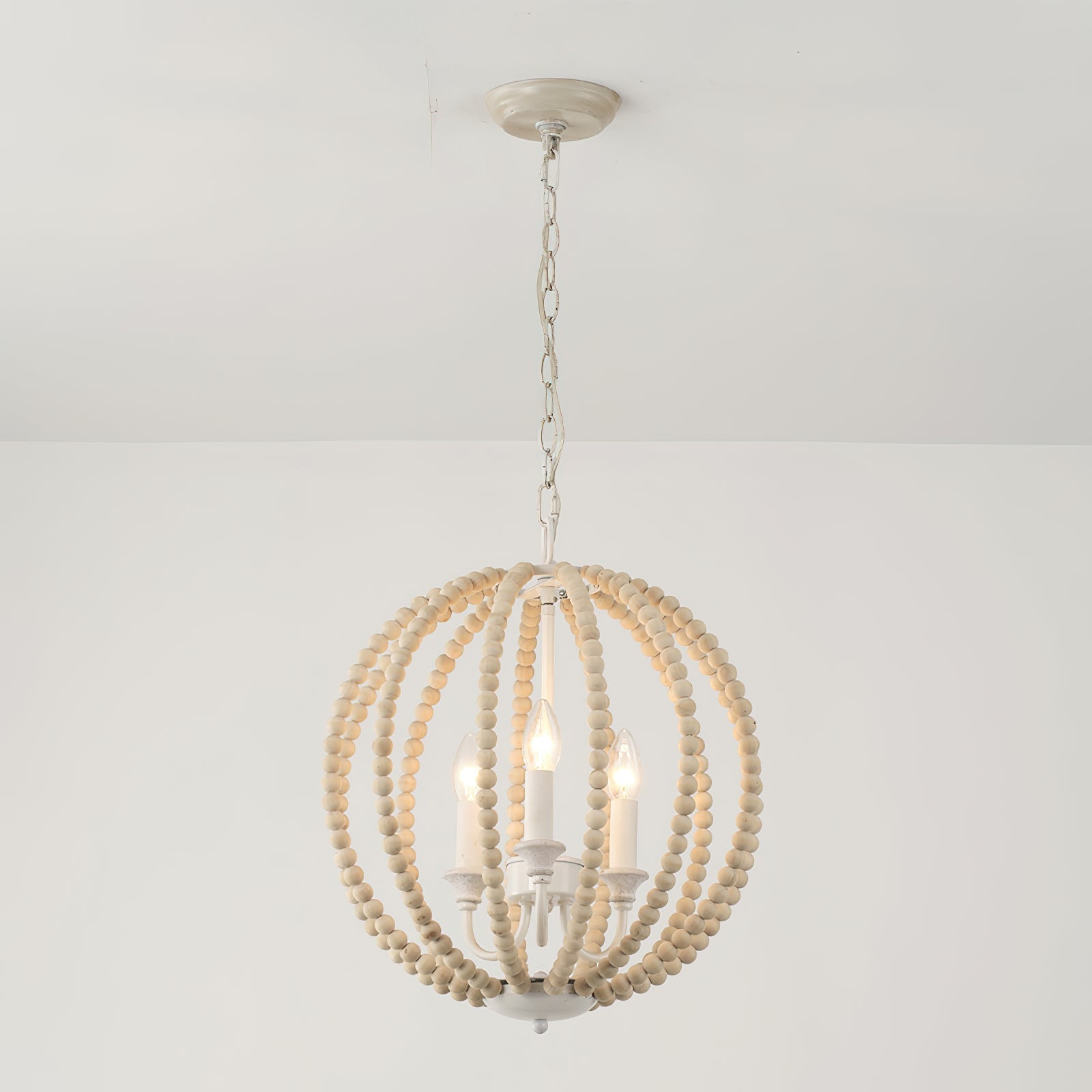 Vanoren Modern Minimalist Beaded Wooden Metal Pendant Lamp - Lamp Copper