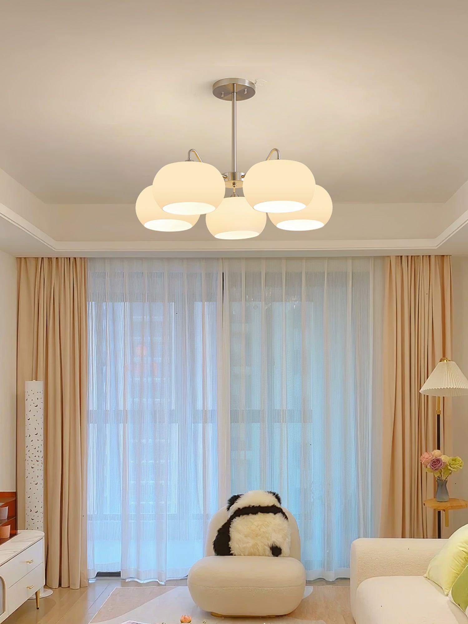 Aurora Chandelier White Glass Persimmon Shape - Neutralighting
