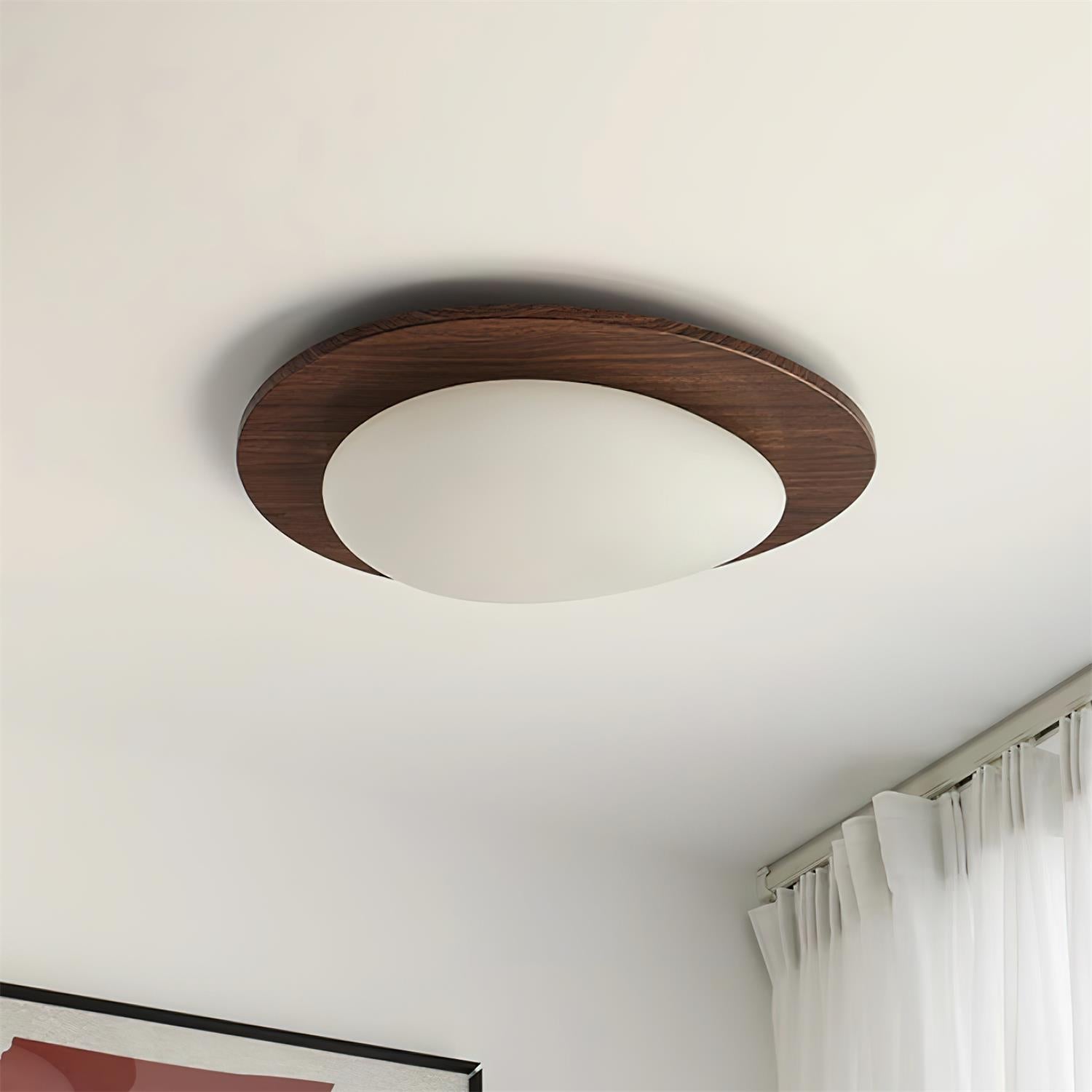 Plafonnier Bois Acrylique Ovale Ombre Minimaliste Naturel - Neutralighting