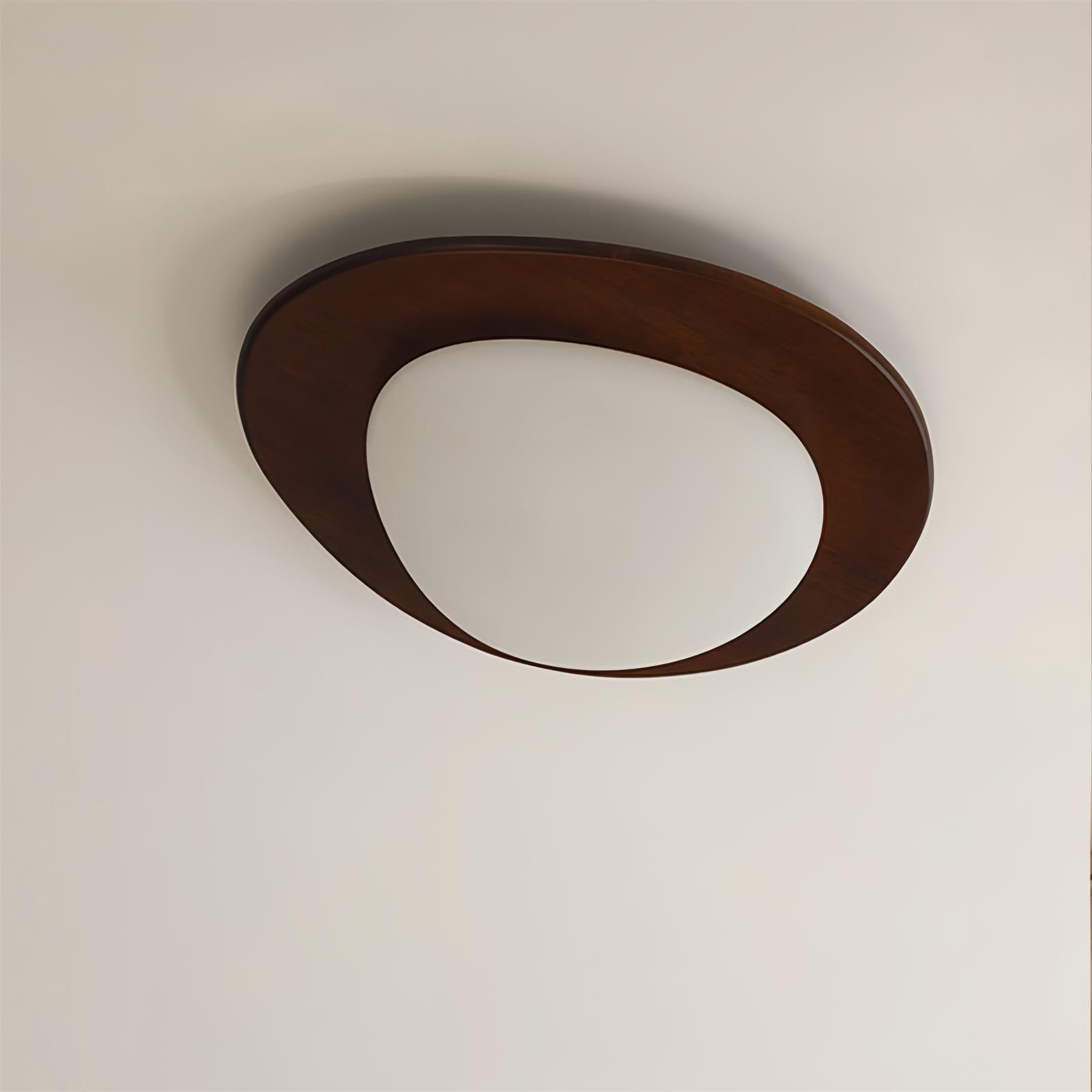 Plafonnier Bois Acrylique Ovale Ombre Minimaliste Naturel - Neutralighting